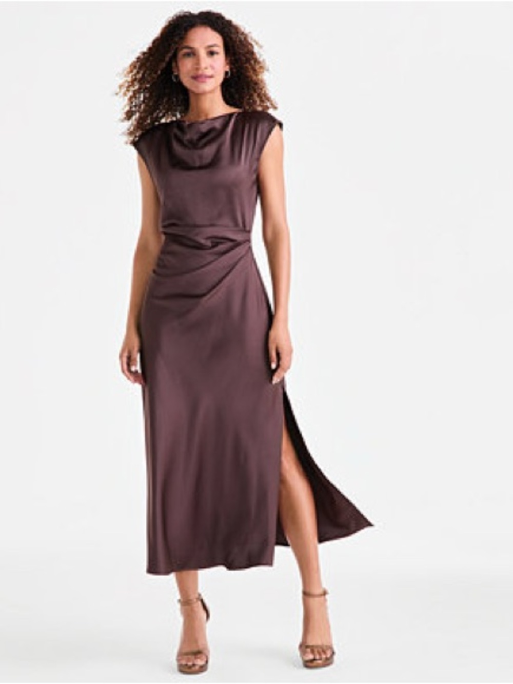 Sam Edelman Satin Cap-Sleeve Midi dress